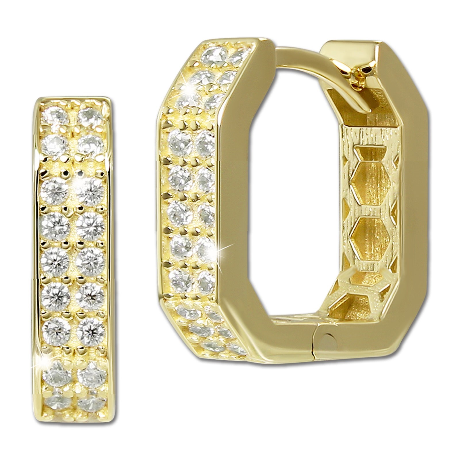 GoldDream Creole Karree small Zirkonia Ohrring 333er Gold Echtschmuck GDO5711Y