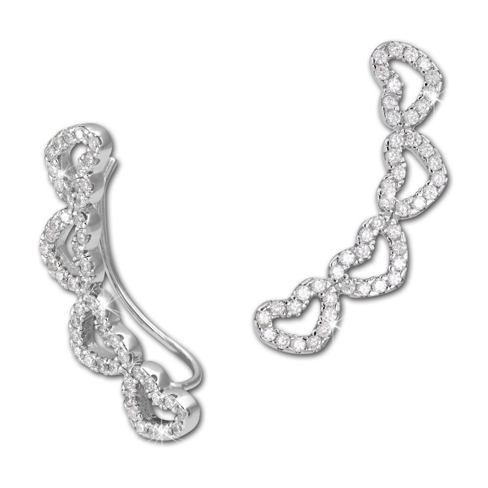 SilberDream Ear Cuff Herzen Zirkonia Ohrringe Ohrklemme 925 Silber GSO422W