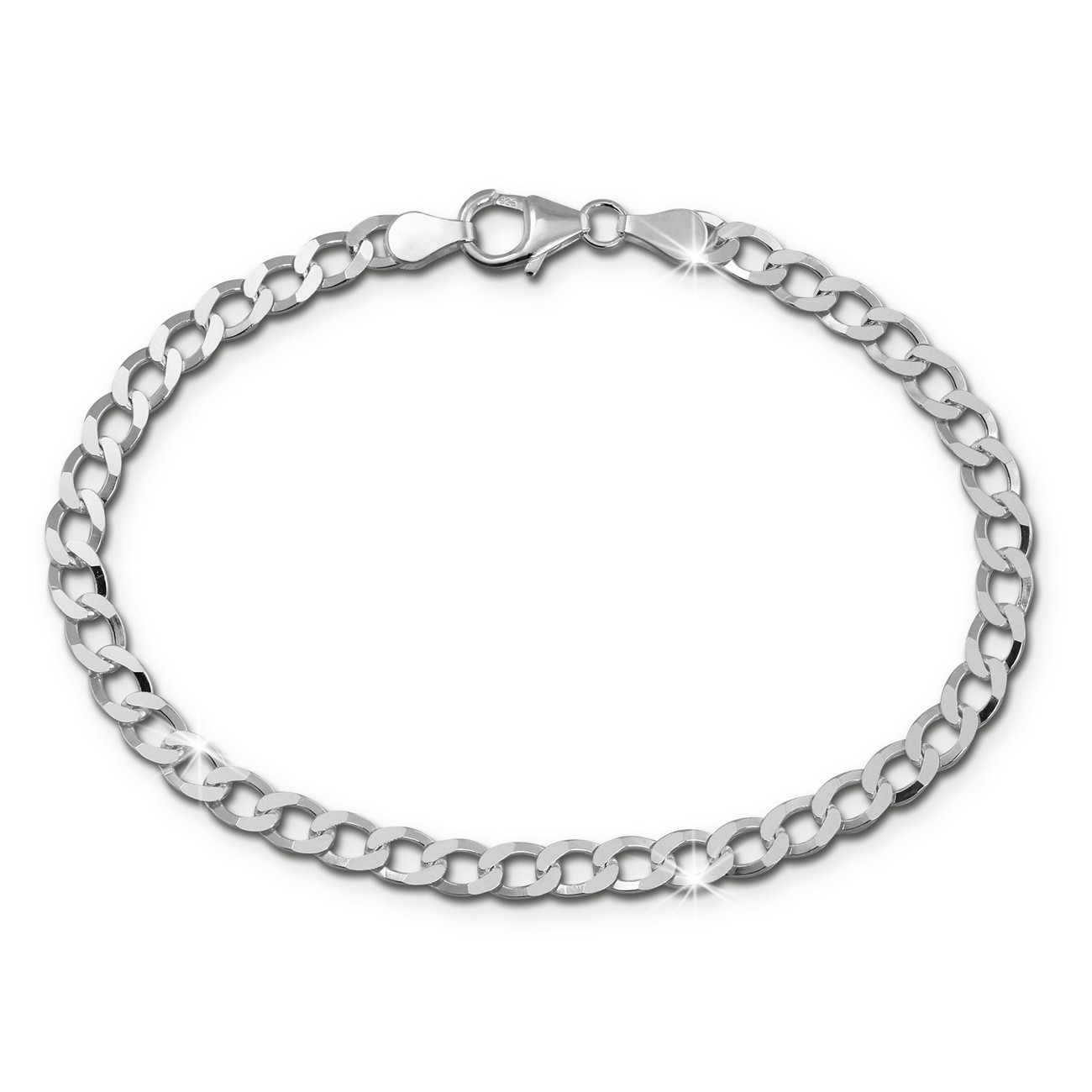 SilberDream Armband Panzer facettiert 19cm 925 Sterling Silber Unisex SDA2489J