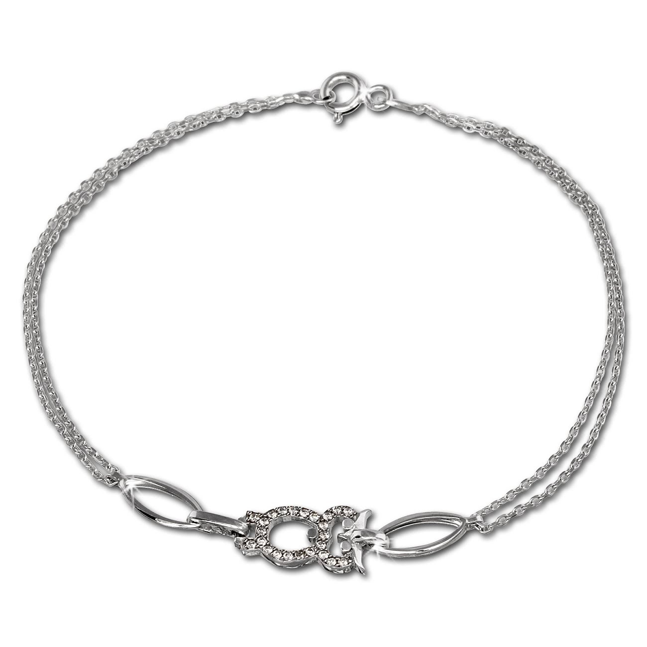 SilberDream Armband Eule Zirkonia weiß 925er Sterling Silber 19cm SDA424W