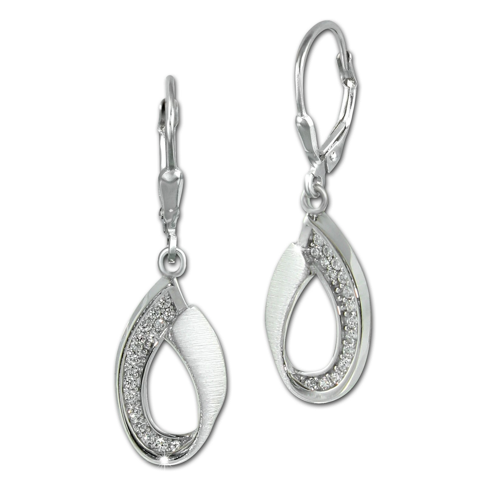 SilberDream Ohrhänger Loop Zirkonia weiß 925 Sterling Silber Damen SDO4373W