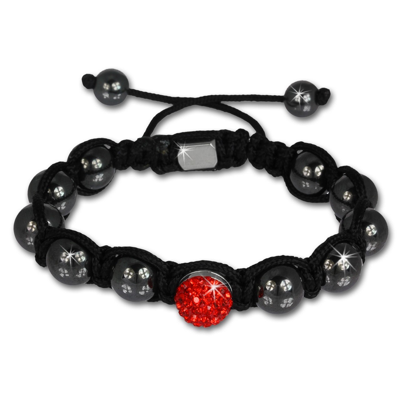 Shamballa Armband original Sterlinx mit 1 roten Glitzerkugel SHS15R