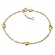 GoldDream Armband Singapur Herz diamantiert 333 Gold 19cm 8 Karat GDA0309Y
