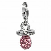 SilberDream Glitzer Charm Nuckel rosa Zirkonia Kristalle GSC502A