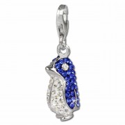 SilberDream Glitzer Charm Pinguin blau Zirkonia Kristalle GSC533B