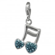 SilberDream Glitzer Charm Doppelnote Herz blau Zirkonia Kristalle GSC553H