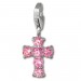 Silberdream SilberDream 925 Charm Kreuz pink Armband Anhänger FC205P