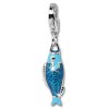 SilberDream Charm 925 Silber Fisch blau Armband Anhnger FC631