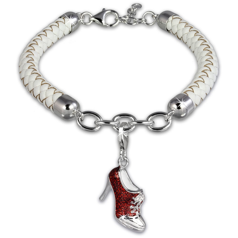 SilberDream Geschenkset Schuh Charm mit Lederarmband 925 Silber FCA153