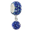 SilberDream Bommel-Bead Glitzer Kristalle blau 925 Silber GSB407