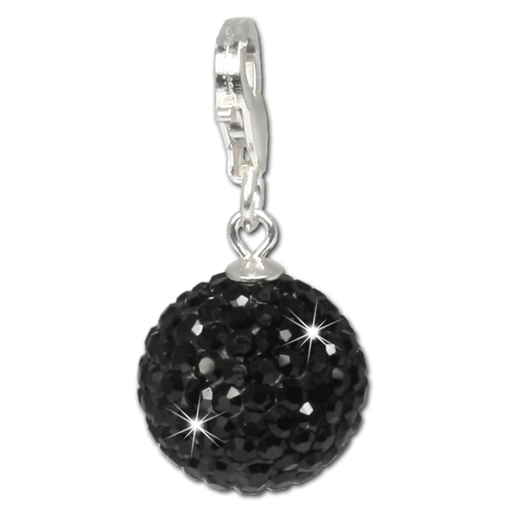 GSC206 Glitzer Charm Kugel schwarz Swarovski Kristalle