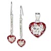 SilberDream Set Herz rot Anhnger & Ohrringe Zirkonia Silber GSS043