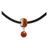 SilberDream Set Kette Bommel-Bead Glitzer Kristall orange 925 GSS045O