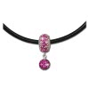 SilberDream Set Kette Bommel-Bead Glitzer Kristall fuchsia 925 GSS045P