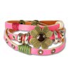 SilberDream Lederarmband pink Blume Damen Leder Armband LA2913P