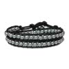 SilberDream Hmatit hell Lederarmband Shamballa Leder Armband LAN012