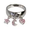 SilberDream Ring Gr.16 Dangle 925 Silber Trio pink SDR003P6