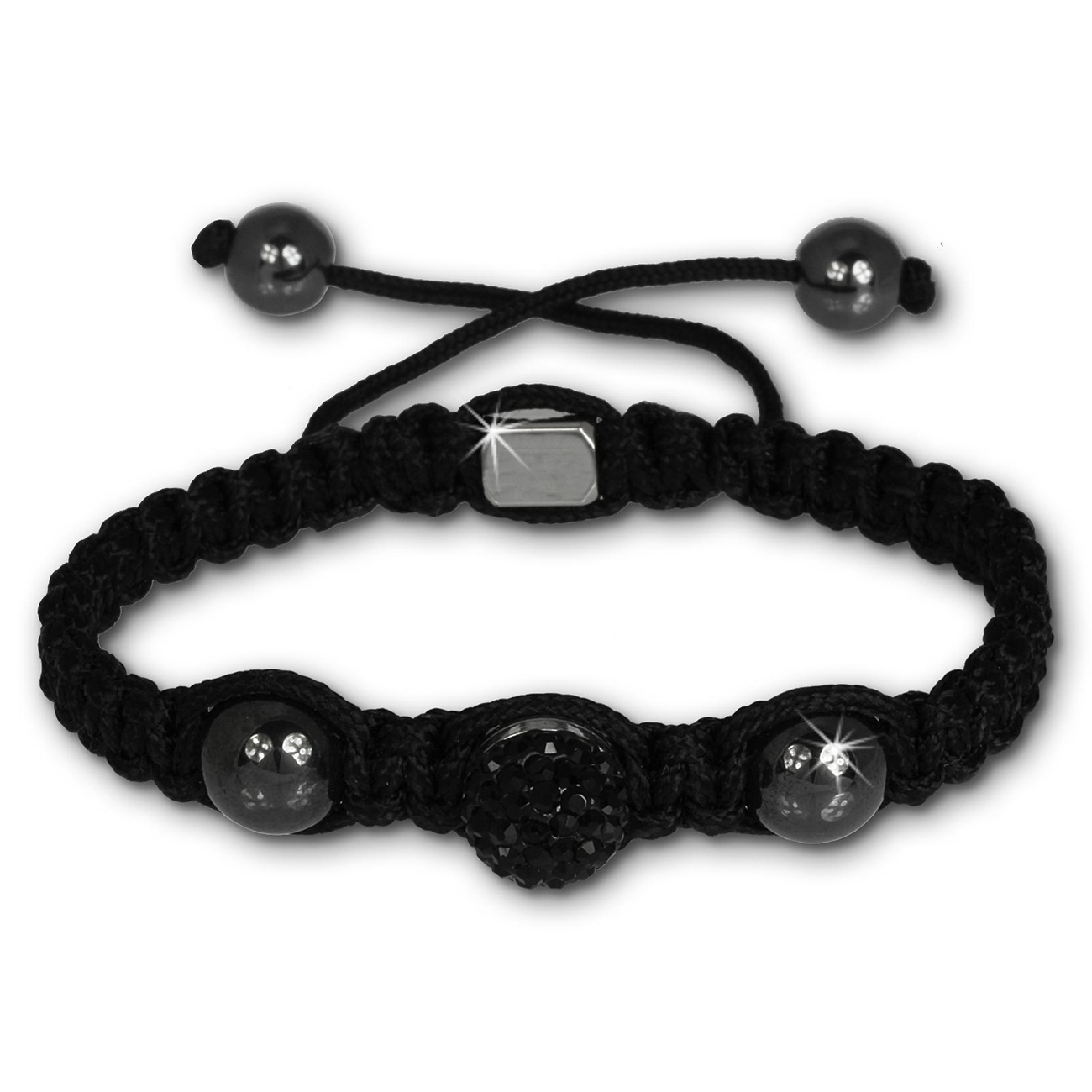 Shamballa Armband original Sterlinx mit 1 schwarzen Glitzerkugel SHS11S