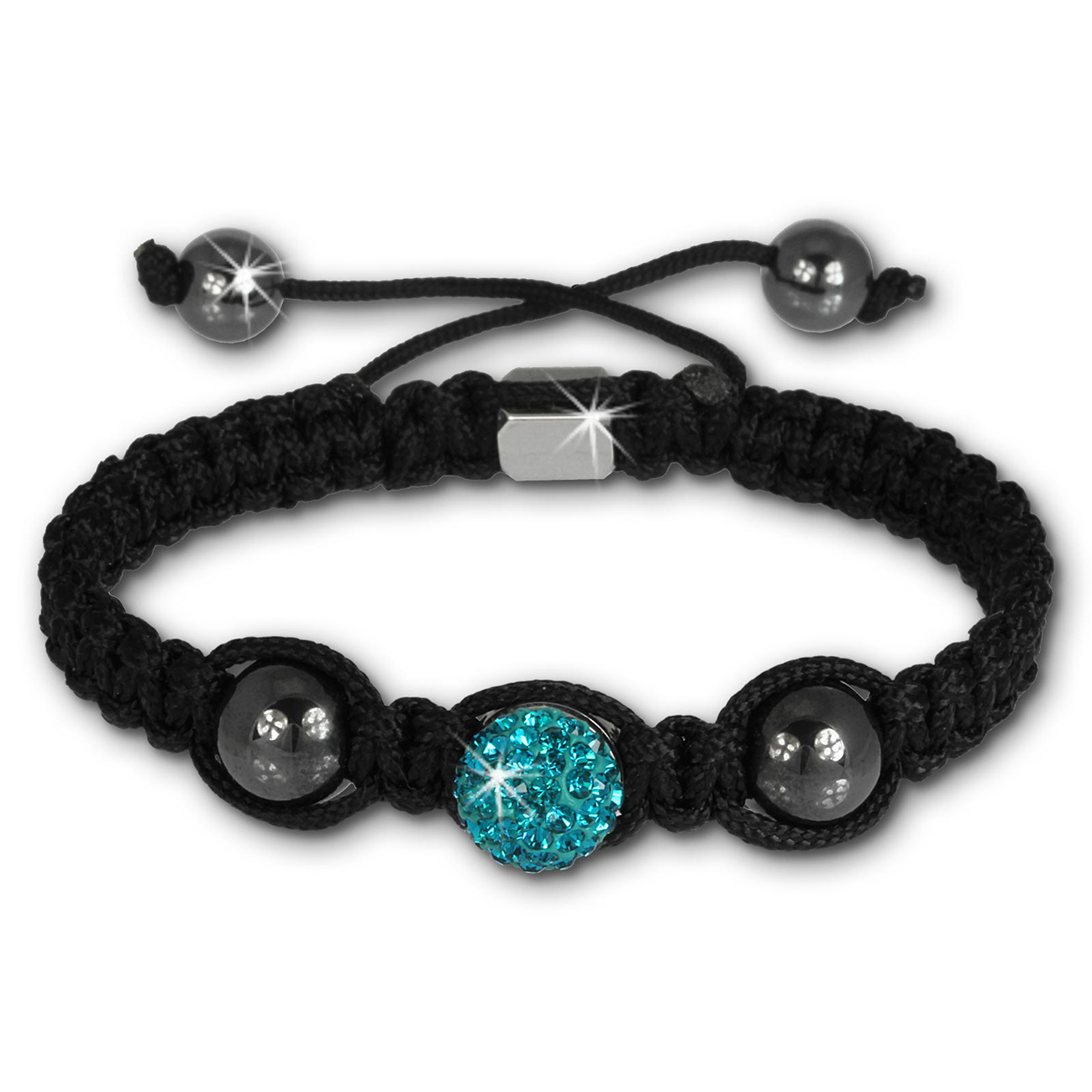 Shamballa Armband original Sterlinx mit 1 türkisen Glitzerkugel SHS11T