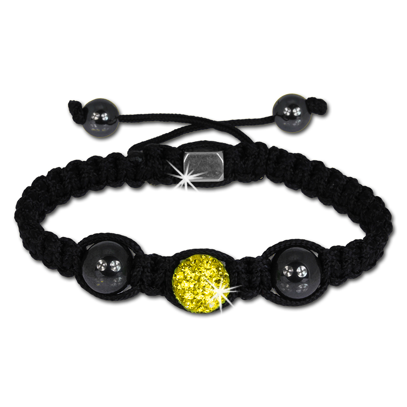 Shamballa Armband original Sterlinx mit 1 gelben Glitzerkugel SHS11Y