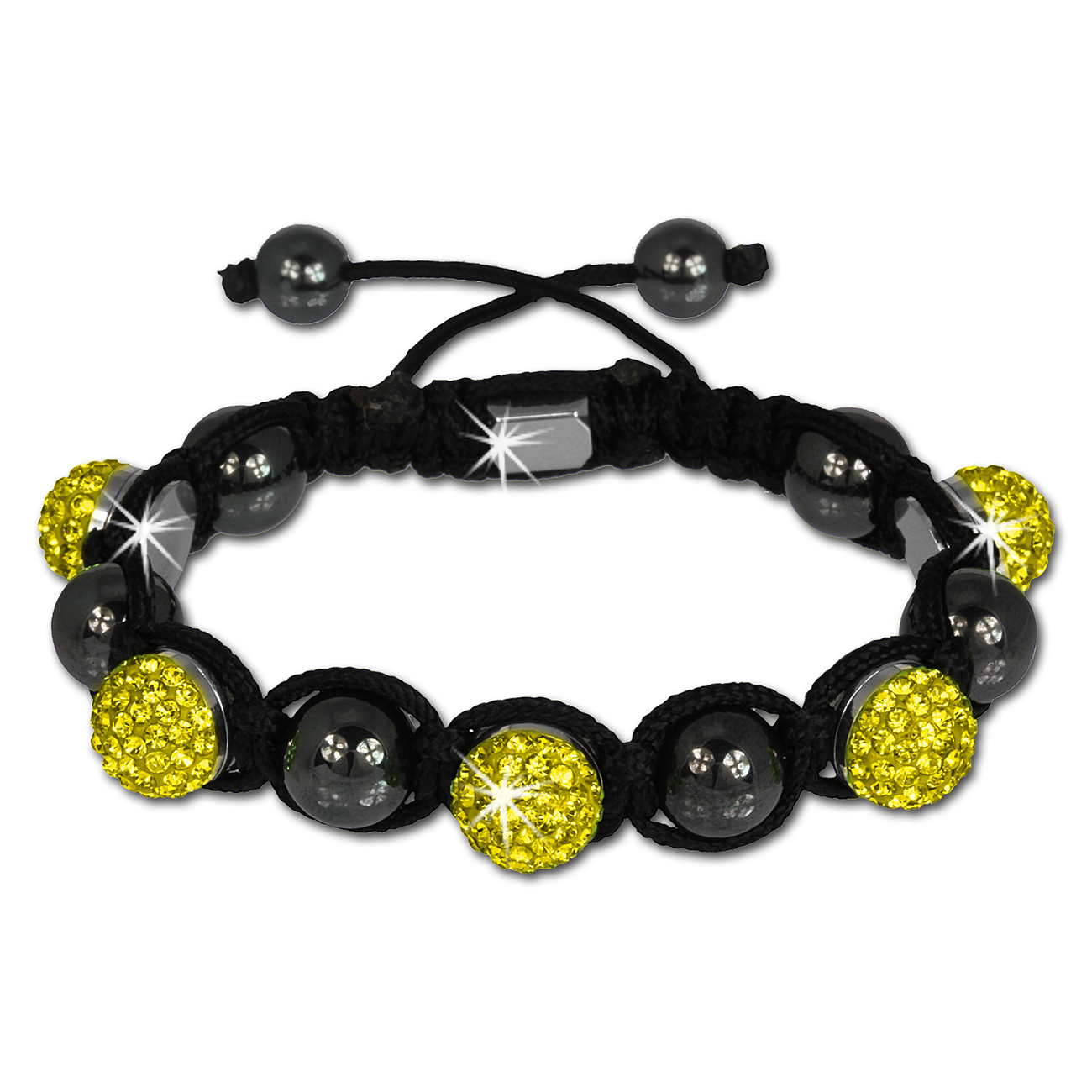 Shamballa Armband original Sterlinx mit 5 gelben Glitzerkugeln SHS51Y